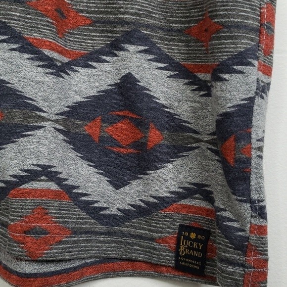 Lucky Brand Mens Aztec Print Short Sleeve 1/4 Button Tee Size Large - Picture 7 of 7